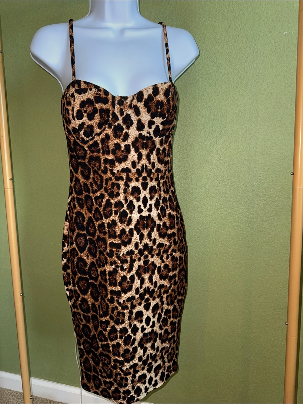Love Culture Leopard Print Bodycon Dress in Brown and Black